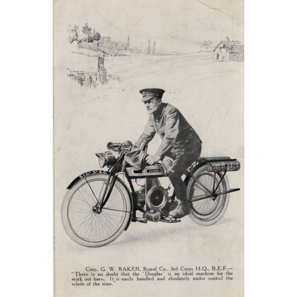 Coldstream Guard Soldier Douglas Motorcycle Antique Bike Military Advertising Po