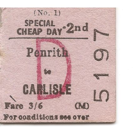 B.T.C. Edmondson Ticket - Penrith to Carlisle