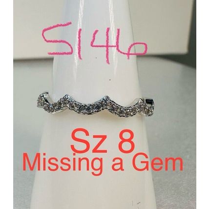 Ring Bomb Party Sz8 RBP Colorless Gem Cluster Rhodium Pl Jewelry Missing A Gem