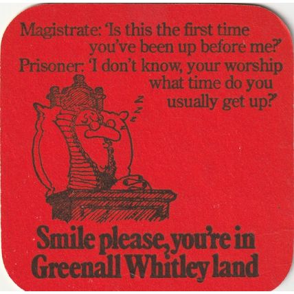 BEER MAT - GREENALL WHITLEY BREWERY - SMILE PLEASE - (Cat No 301) - (1975)