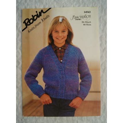 Vintage: Robin 14543 cardigan, chunky, 26-32 inch, 66-81 cm