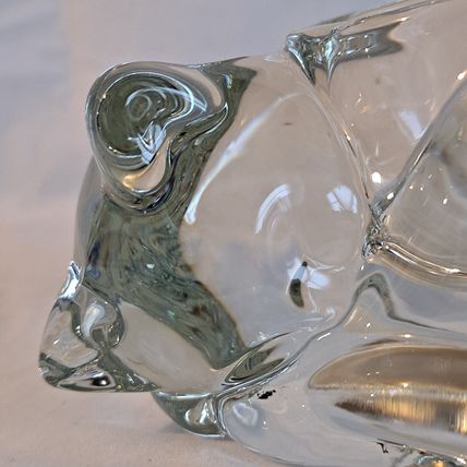 Indiana Glass Heavy 2 Clear CRYSTAL SLEEPING CAT Votive tea light Candle Holder