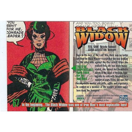 1993 Marvel Masterpieces Trading Card - Black Widow #67