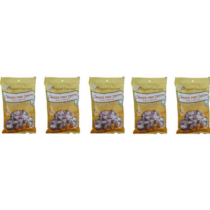 Original Gourmet GINGER MINT DROPS Candy Soft Ginger Center LARGE 10oz 5 BAGS