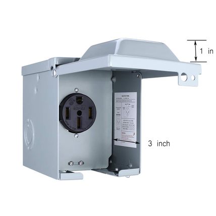 Miady 50 Amp 125/250 Volt RV Power Outlet Box, Enclosed Lockable Weatherproof Ou