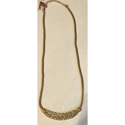 Gold Tone Crystal Accent Choker Length Necklace 16" #4153