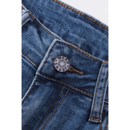Sky Blue American Flag Patched Distressed Jeans