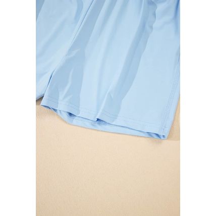 Sky Blue Drawstring High Waist Lined Tennis Skorts