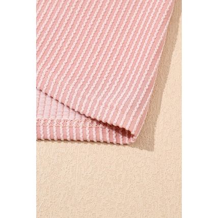 Blossom Corded Knit Crew Neck Puff Sleeve Shift Mini Dress