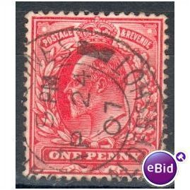 GB stamps 1902-10 KEV11 - 1d SG219 Aldershot 4