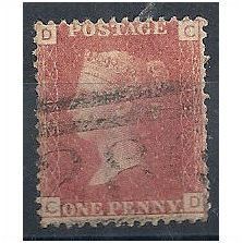 1858 SG43 1d Rd Plate 120 Good/Fine Used Check Letters "ED".