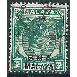 BMA Malaya 1947 SG4a 3c Blue-Green Fine Used....