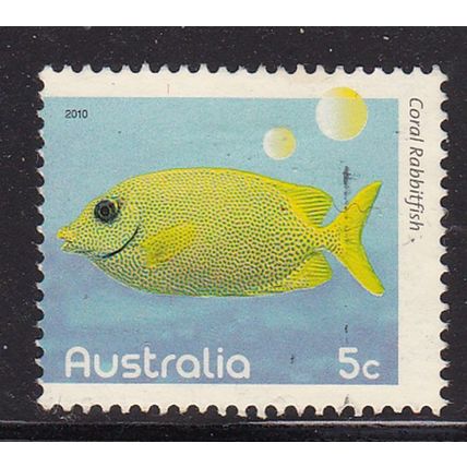 AUSTRALIA 2010 FISHES OF THE REEF 5c PERF 14.25 VALUE USED