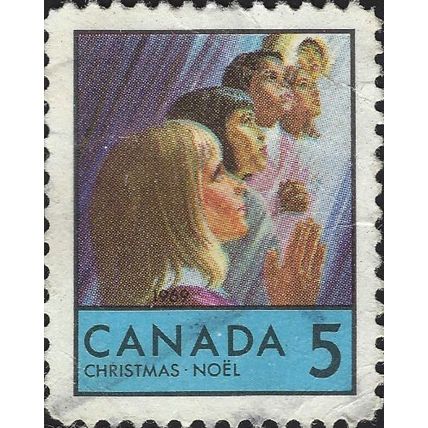 CANADA, CHRISTMAS, Children at prayer, blue 1969, 5c, #2