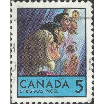 CANADA, CHRISTMAS, Children at prayer, blue 1969, 5c, #3