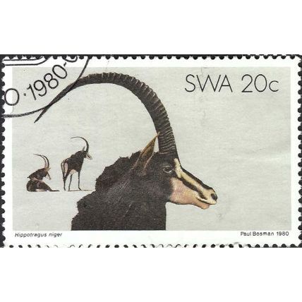 SOUTH WEST AFRICA, MAMMAL, Sable Antelope, grey 1980, 20c