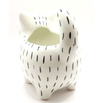 Smug Cat Shaped Pot Plant Holder Ceramic 14.5 CM Home Decor Gift Christmas