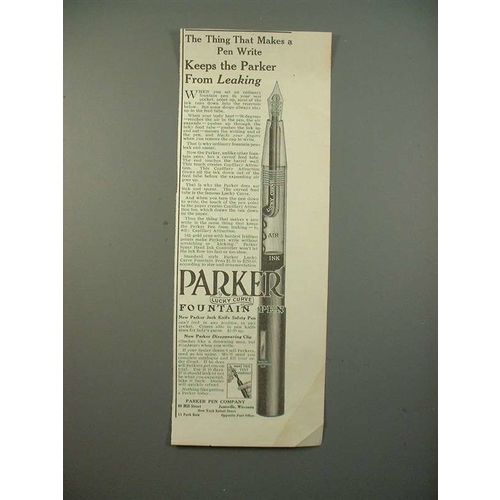 1912 Parker Lucky Curve Fountain Pen Ad - NICE