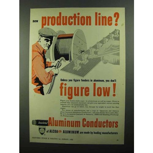 1950 Alcoa Aluminum Conductors Ad - Production Line