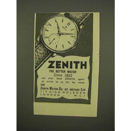 1954 Zenith Watch Ad - The Better Watch
