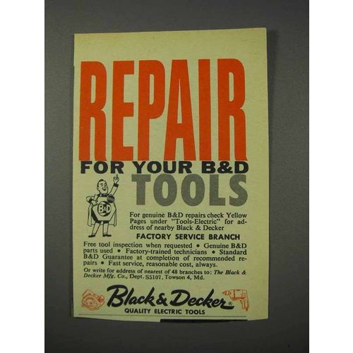 1959 Black & Decker Tools Ad - Repair For Your Tools