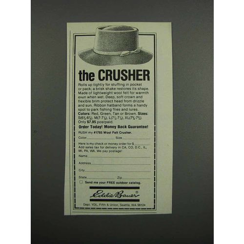 1983 Eddie Bauer Wool Felt Crusher Hat Ad