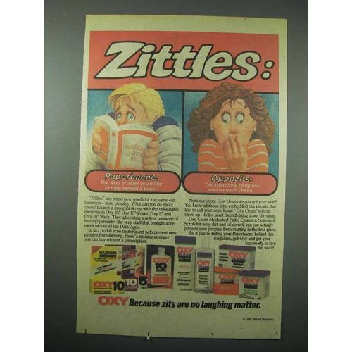 1987 Oxy Acne Products Ad - Zittles