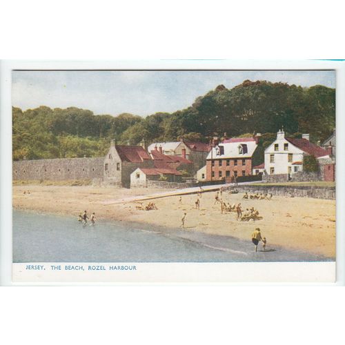 The Beach Rozel Harbour Jersey Postcard JE2