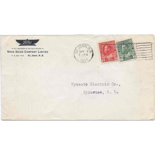 Canada Admiral Flag Slogan 1917 St John NB "$25 for $21.50 Buy War Savings..."
