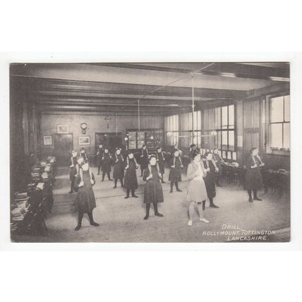 Girls Classroom Exercise Drill Hollymount School Tottington Postcard Lancashire