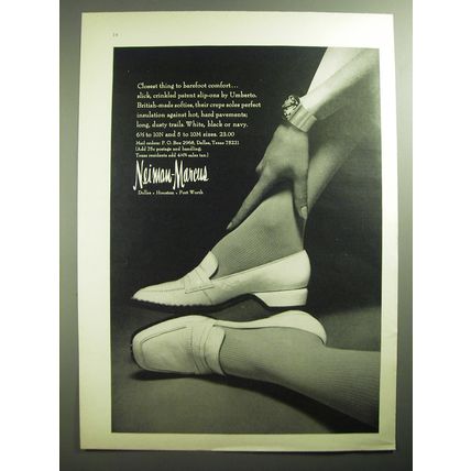 1970 Neiman-Marcus Umberto Slip-On Shoes Ad - Closest thing to barefoot comfort
