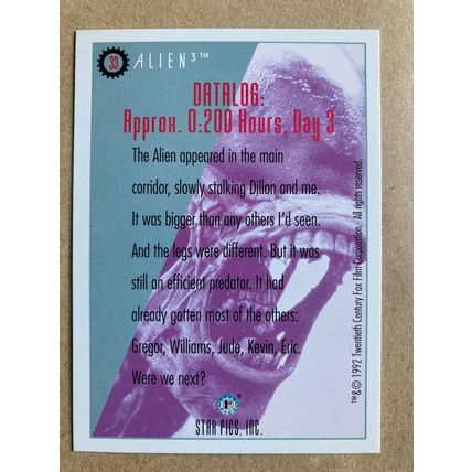 Alien3 Base trading card # 33 Alien (A) 1992 Star Pics Dark Horse