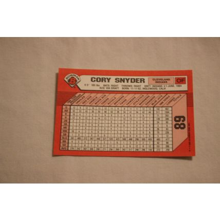 Cory Snyder 1989 Bowman TIFFANY NO. 89