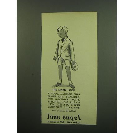 1949 Jane Engel Boys Suits Ad - The Linen Look