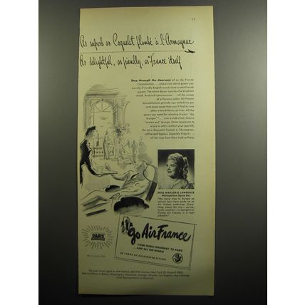 1951 Air France France Ad - Miss Marjorie Lawrence - superb as Coquelet flambe