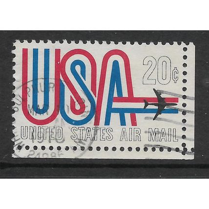 USA 1968 USA AND JET AIRCRAFT 20c RED BLUE & BLACK SG A1350 FINE USED#2