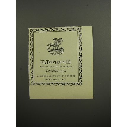 1952 F.R. Tripler & Co. Clothing Ad - Outfitters to Gentlemen