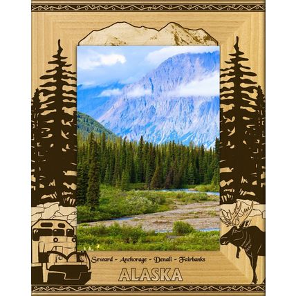Alaska Cities Laser Engraved Wood Picture Frame Portrait (4 x 6)