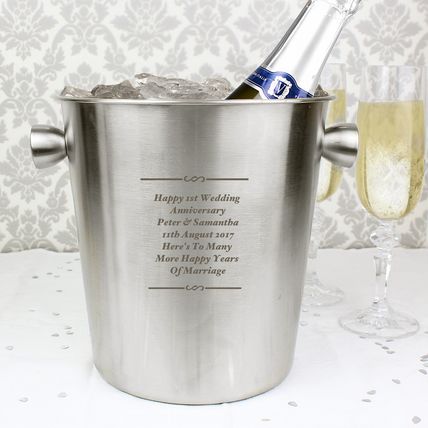 Ice Bucket Any text Stainless Steel personalised couples mum anniversary