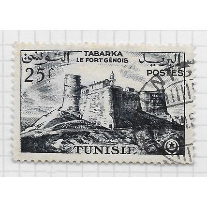 TUNISIA 1954 FORT GENOESE TABARKA 25F USED