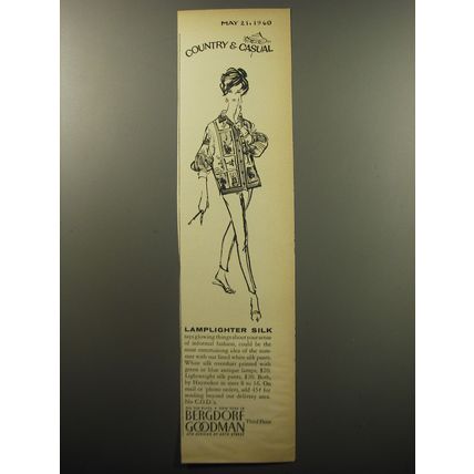 1960 Bergdorf Goodman Advertisement - Silk Overshirt and Pants by Haymaker