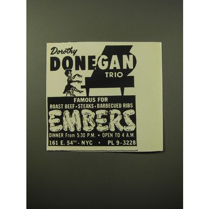 1960 Embers Restaurant Advertisement - Dorothy Donegan Trio