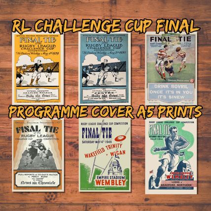 1929 - 1947 Rugby League Challenge Cup Final Programme Cover A5 Prints *FREE P&P