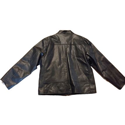 Men's VTG Arizona Jean Co Biker Motorcycle Jacket Black XL White Striped Sleeves