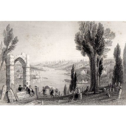 GOLDEN HORN, FROM THE CEMETERY OF EYOUB 1837 William Bartlett ANTIQUE PRINT