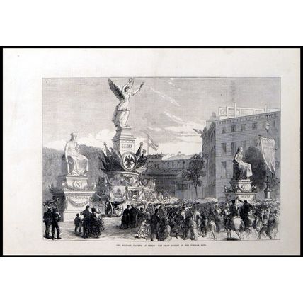 MILITARY TRIUMPH AT BERLIN: THE SEDAN TROPHY 1871 VICTORIAN ENGRAVING