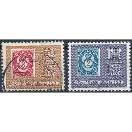 Centenary of Posthorn Stamps - Norway 1972 - NM H & F H - MiNr 637/8