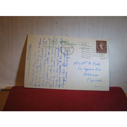 HARBOUR and VANE HILL, TORQUAY, DEVON used vintage postcard by Dennis 1954 pm =