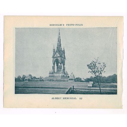 Albert Memorial London / St Paul's Cathedral West Front 1900 Antique Print