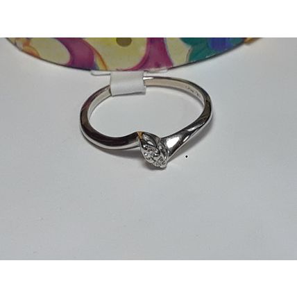 Estate .04ctw Natural Rd Diamond 14Kt White Gold Tracer Wedding Band Ring #20488